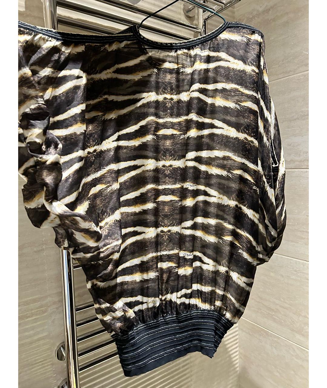 ROBERTO CAVALLI Коричневая шелковая блузы, фото 2