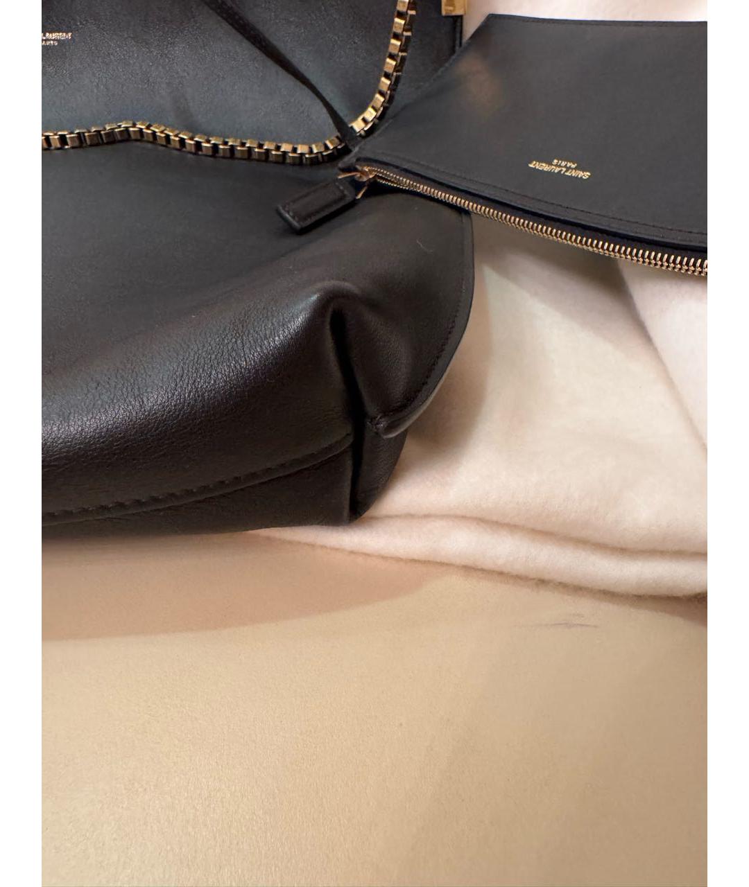 SAINT LAURENT Черная кожаная сумка тоут, фото 6