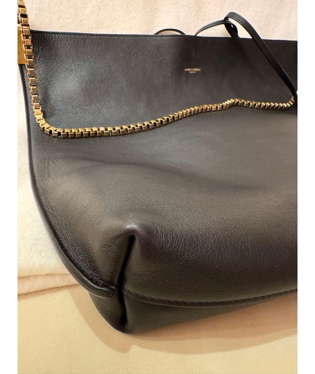 SAINT LAURENT Черная кожаная сумка тоут, фото 5