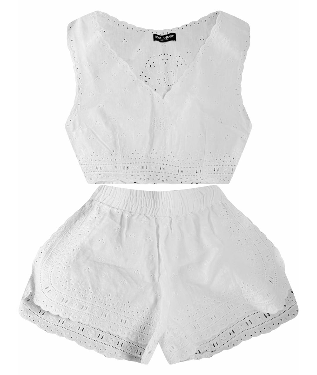 DOLCE&GABBANA Белый льняной костюм с брюками, фото 1