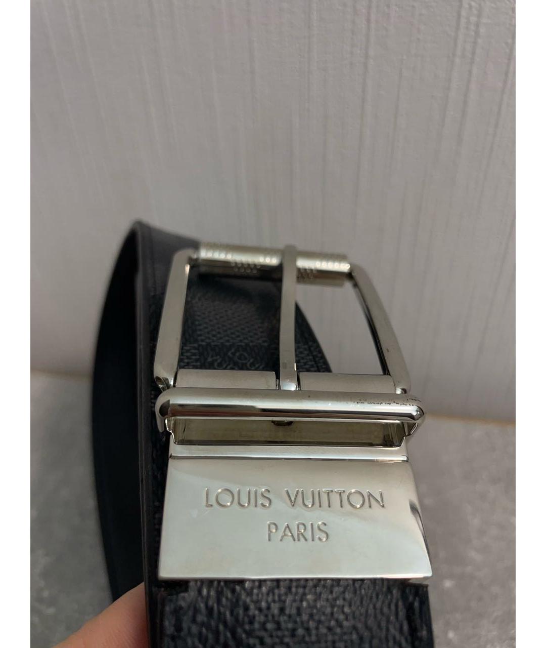 LOUIS VUITTON Черный кожаный ремень, фото 5