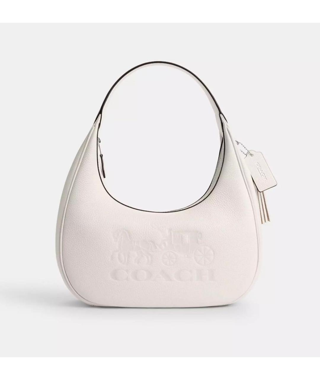 COACH Бежевая кожаная сумка с короткими ручками, фото 5