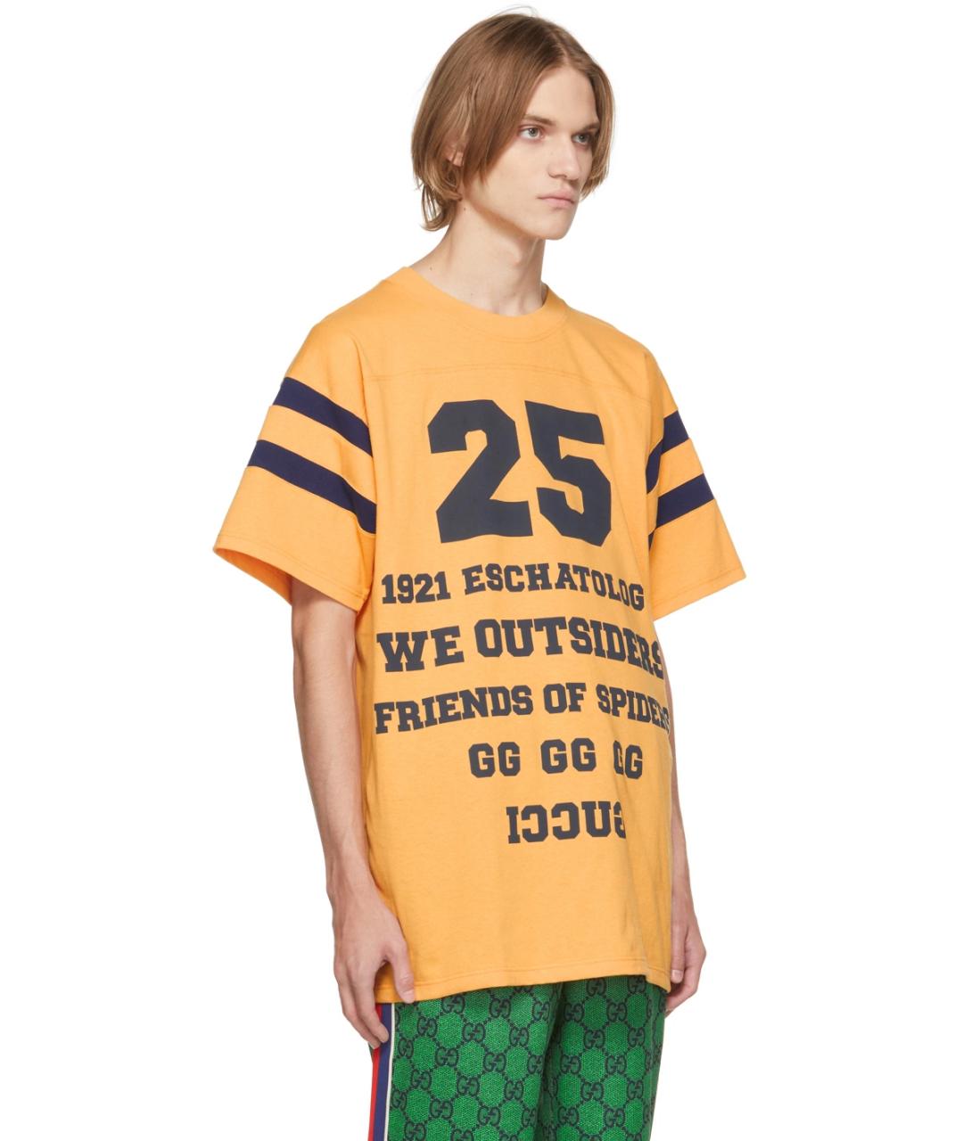 GUCCI Желтая хлопковая футболка, фото 7