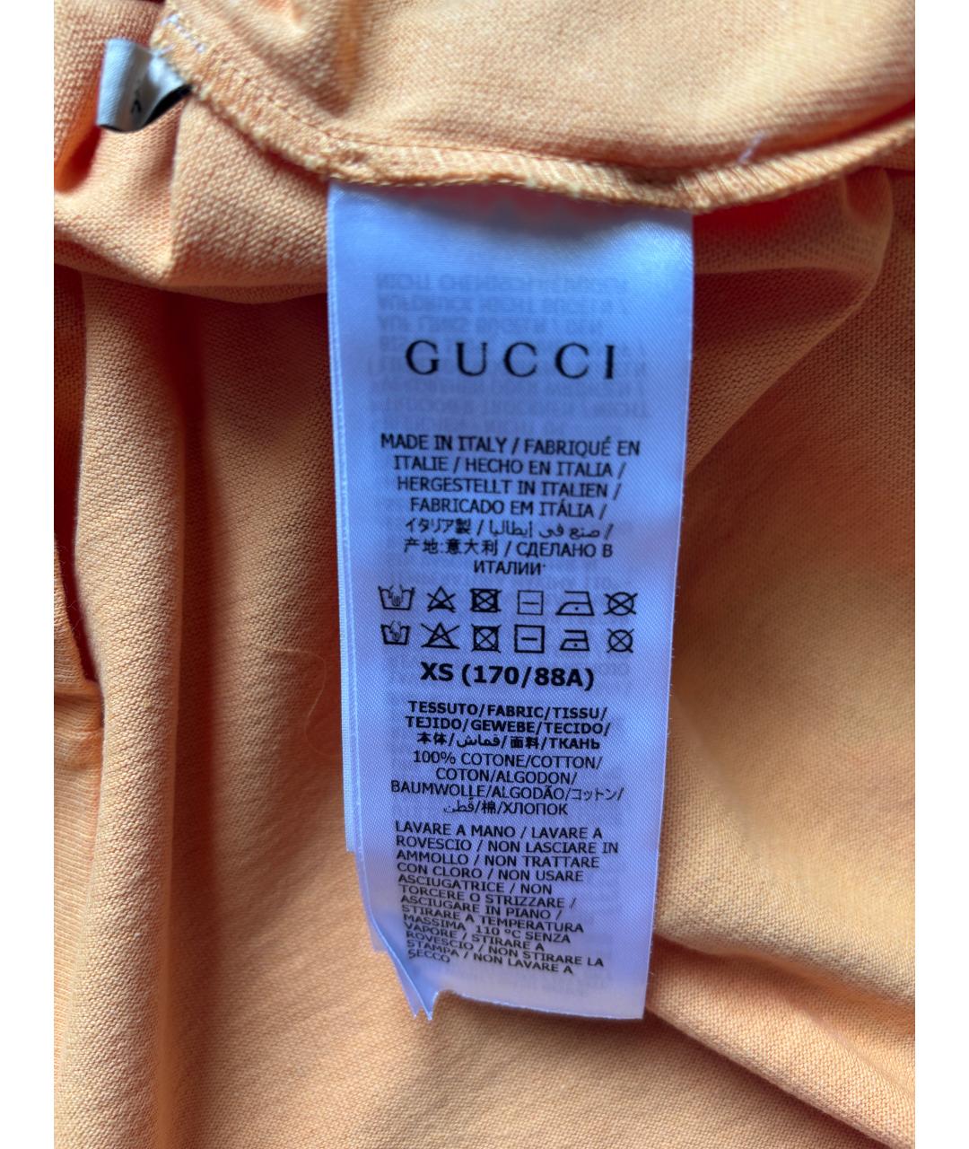 GUCCI Желтая хлопковая футболка, фото 5