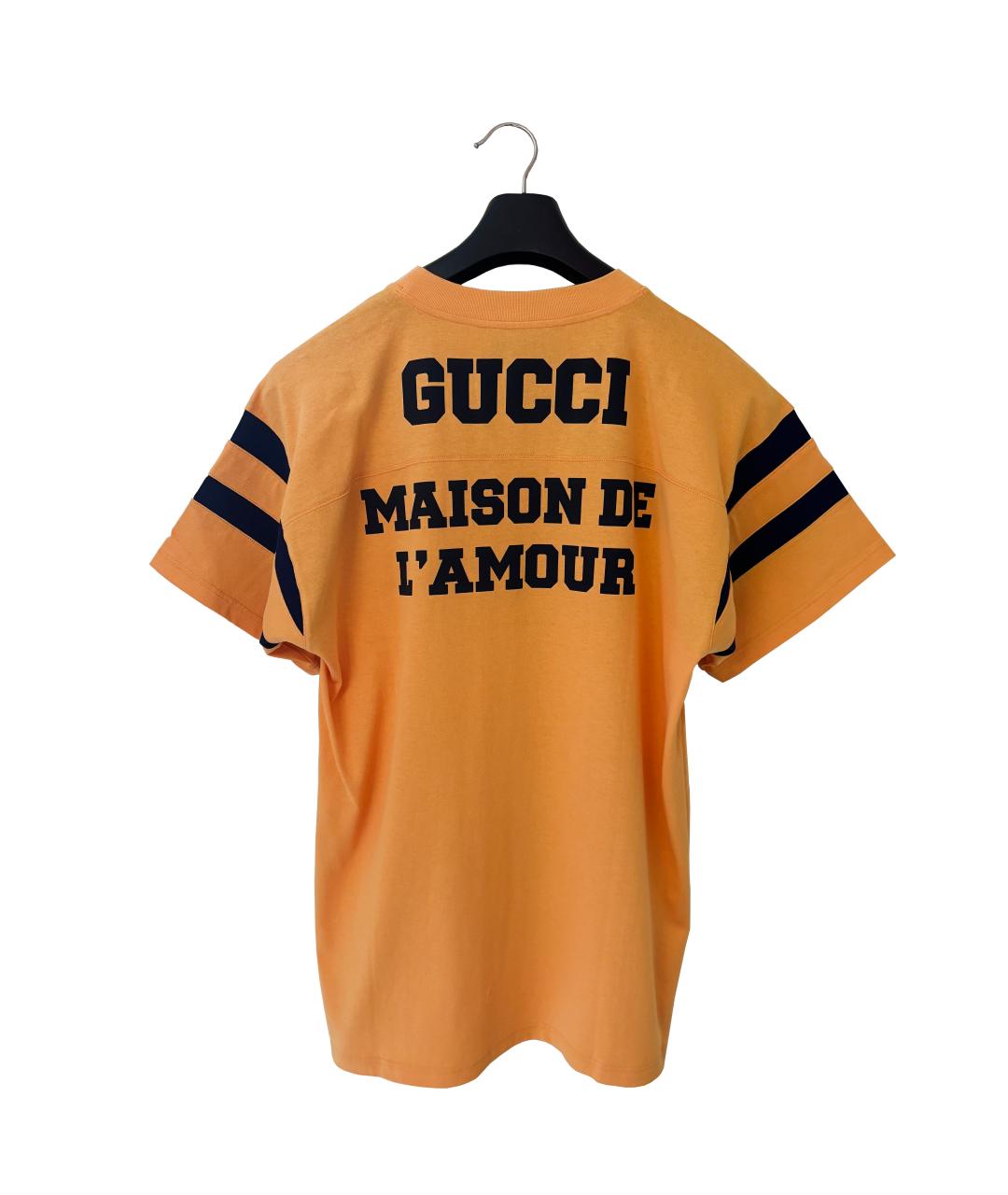 GUCCI Желтая хлопковая футболка, фото 2