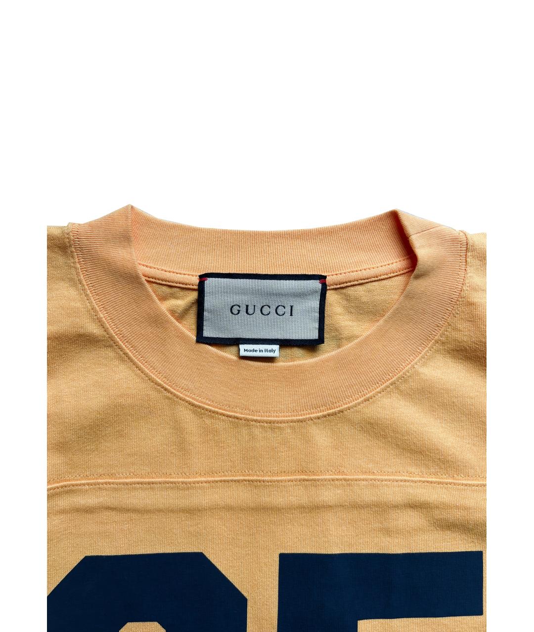 GUCCI Желтая хлопковая футболка, фото 3