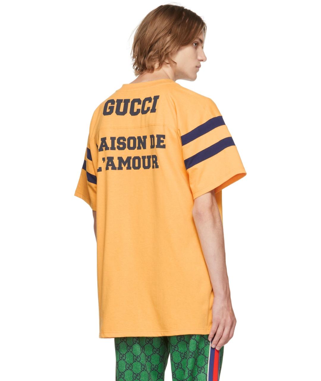 GUCCI Желтая хлопковая футболка, фото 6