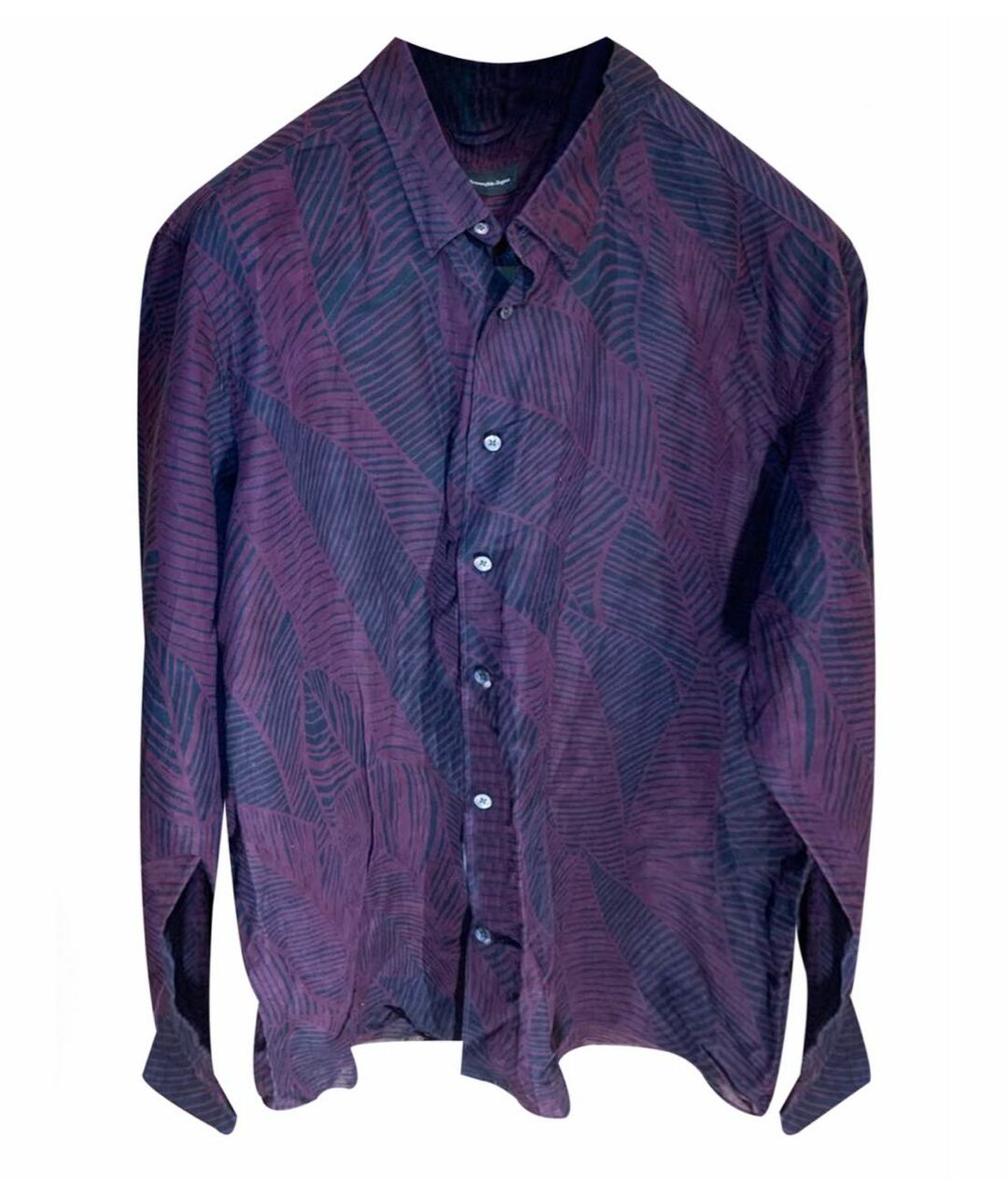 ERMENEGILDO ZEGNA Бордовая хлопковая классическая рубашка, фото 5