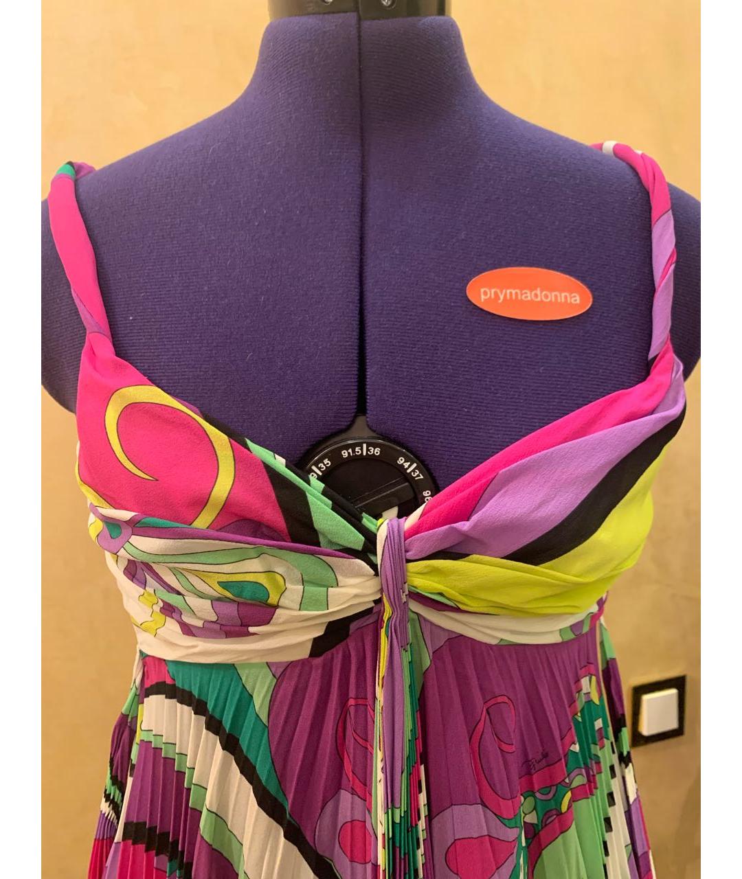 EMILIO PUCCI Мульти шелковое коктейльное платье, фото 7