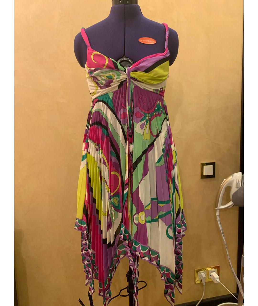 EMILIO PUCCI Мульти шелковое коктейльное платье, фото 8