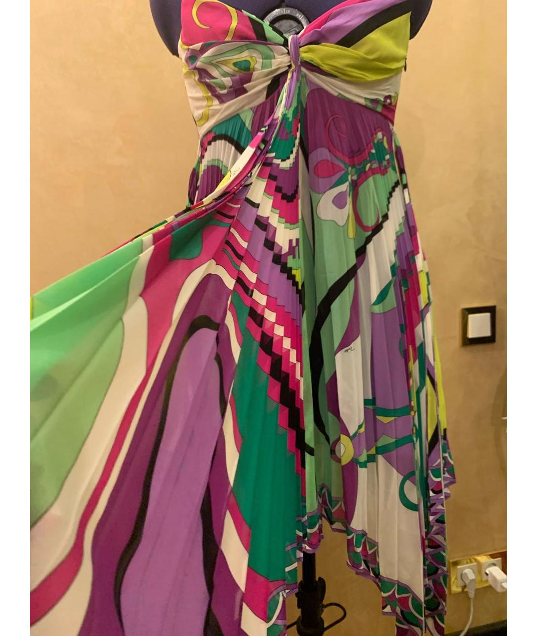 EMILIO PUCCI Мульти шелковое коктейльное платье, фото 4