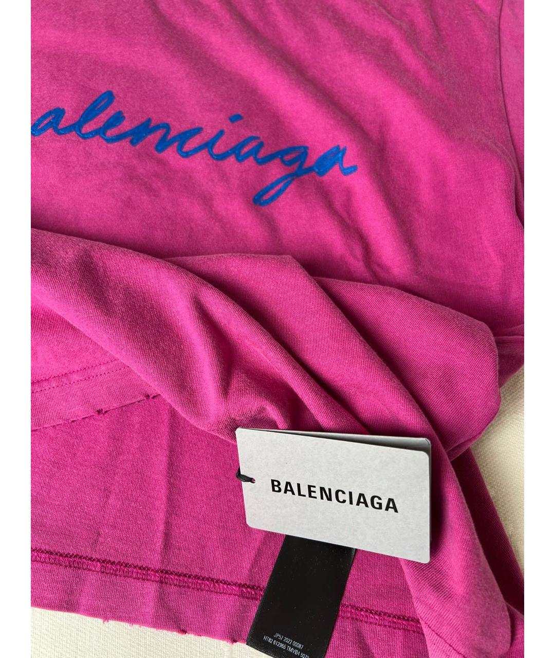 BALENCIAGA Фуксия хлопковая футболка, фото 3