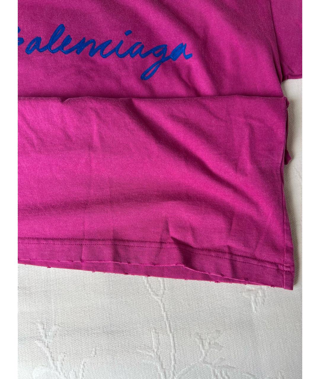 BALENCIAGA Фуксия хлопковая футболка, фото 5