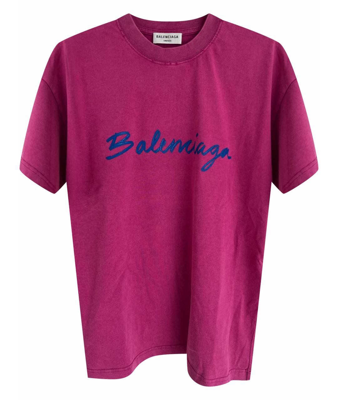 BALENCIAGA Фуксия хлопковая футболка, фото 1