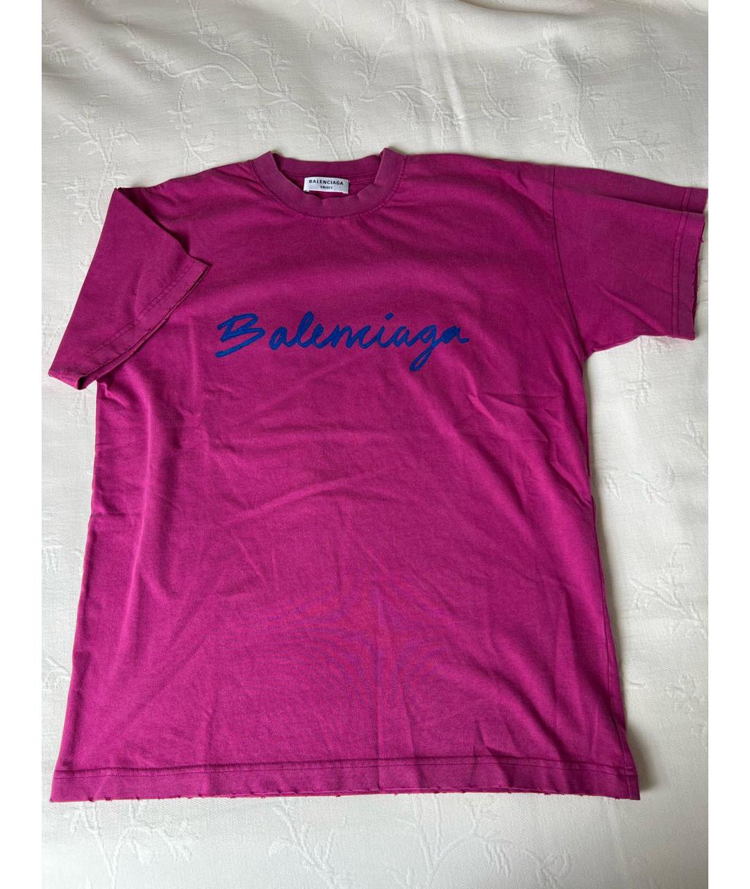 BALENCIAGA Фуксия хлопковая футболка, фото 7