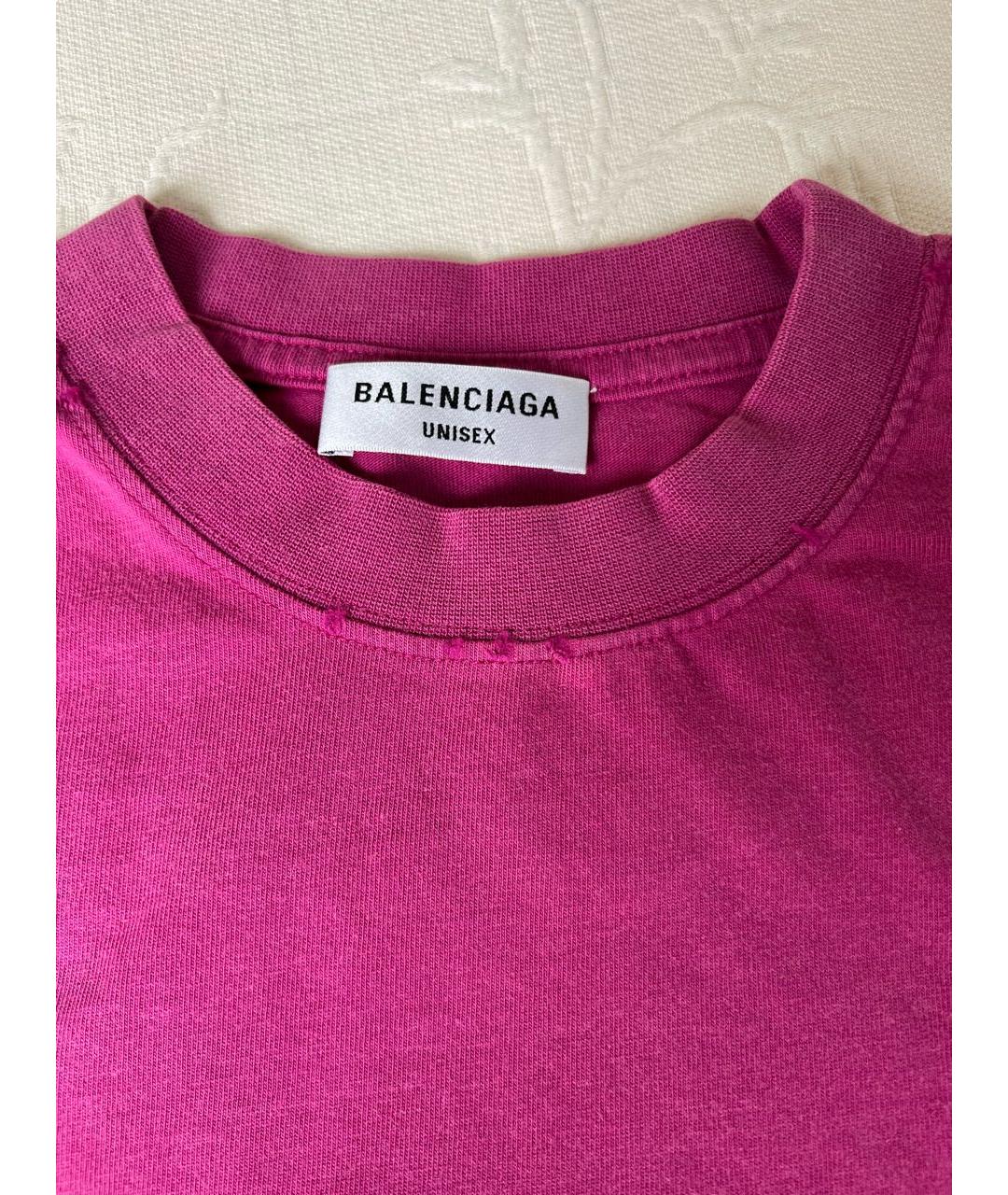 BALENCIAGA Фуксия хлопковая футболка, фото 4