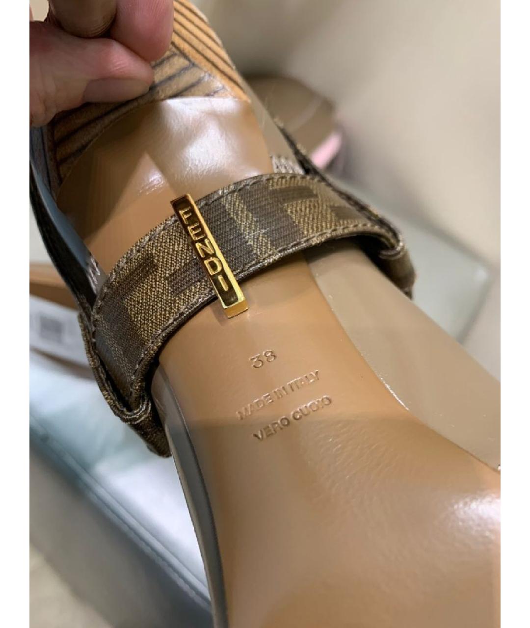 FENDI Бежевые текстильные сапоги, фото 7