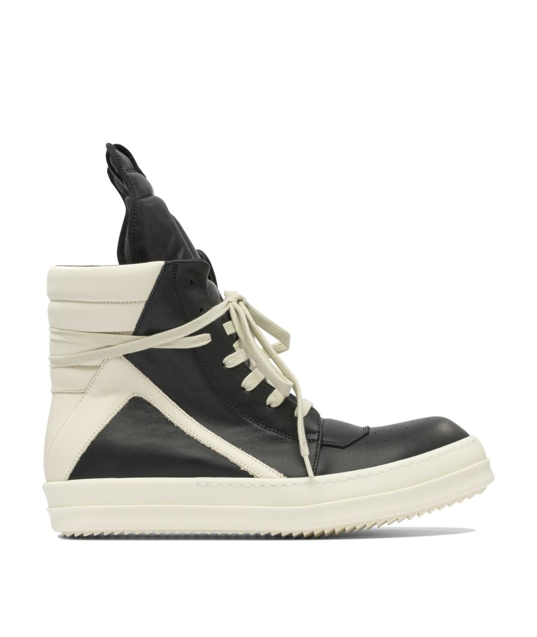 RICK OWENS Черные кожаные высокие кроссовки / кеды, фото 1