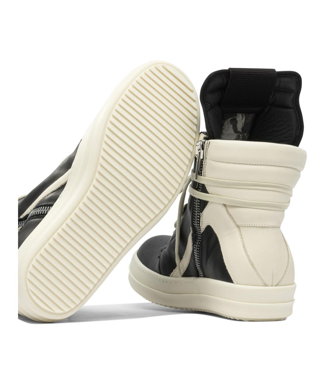 RICK OWENS Черные кожаные высокие кроссовки / кеды, фото 5