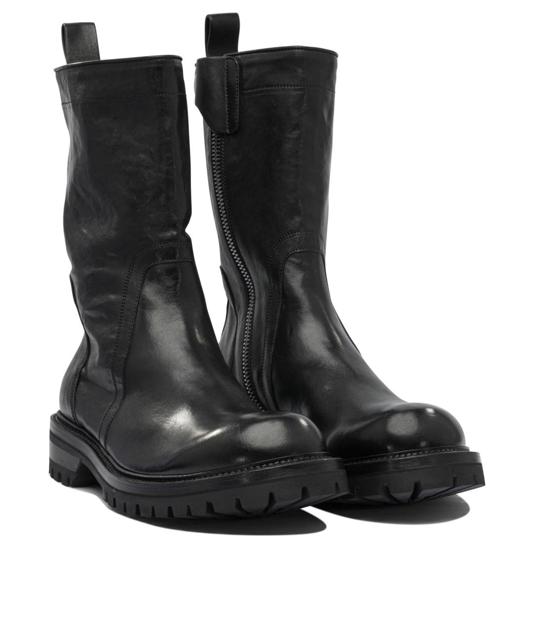 RICK OWENS Черные кожаные высокие ботинки, фото 2