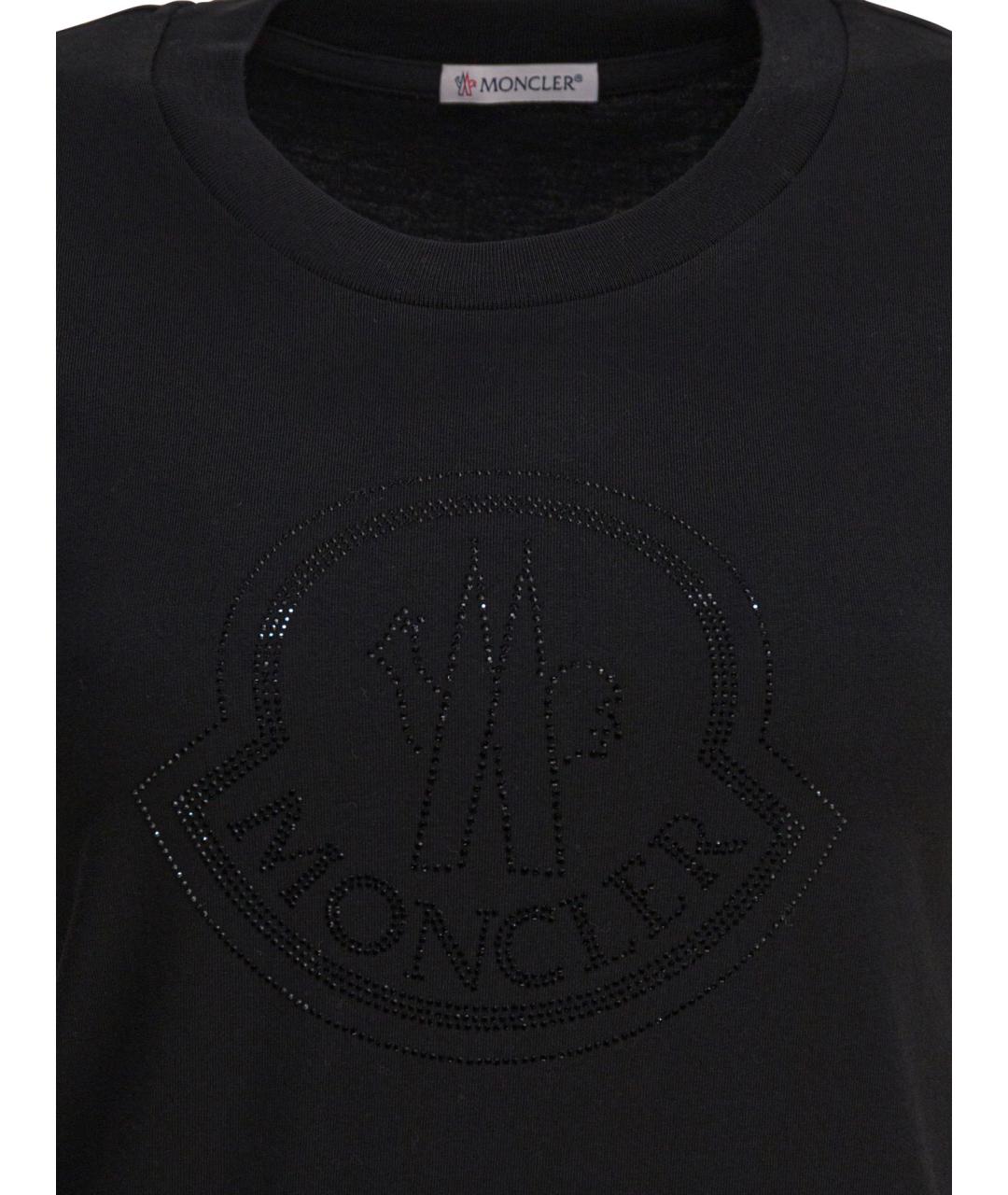 MONCLER Черная хлопковая футболка, фото 3