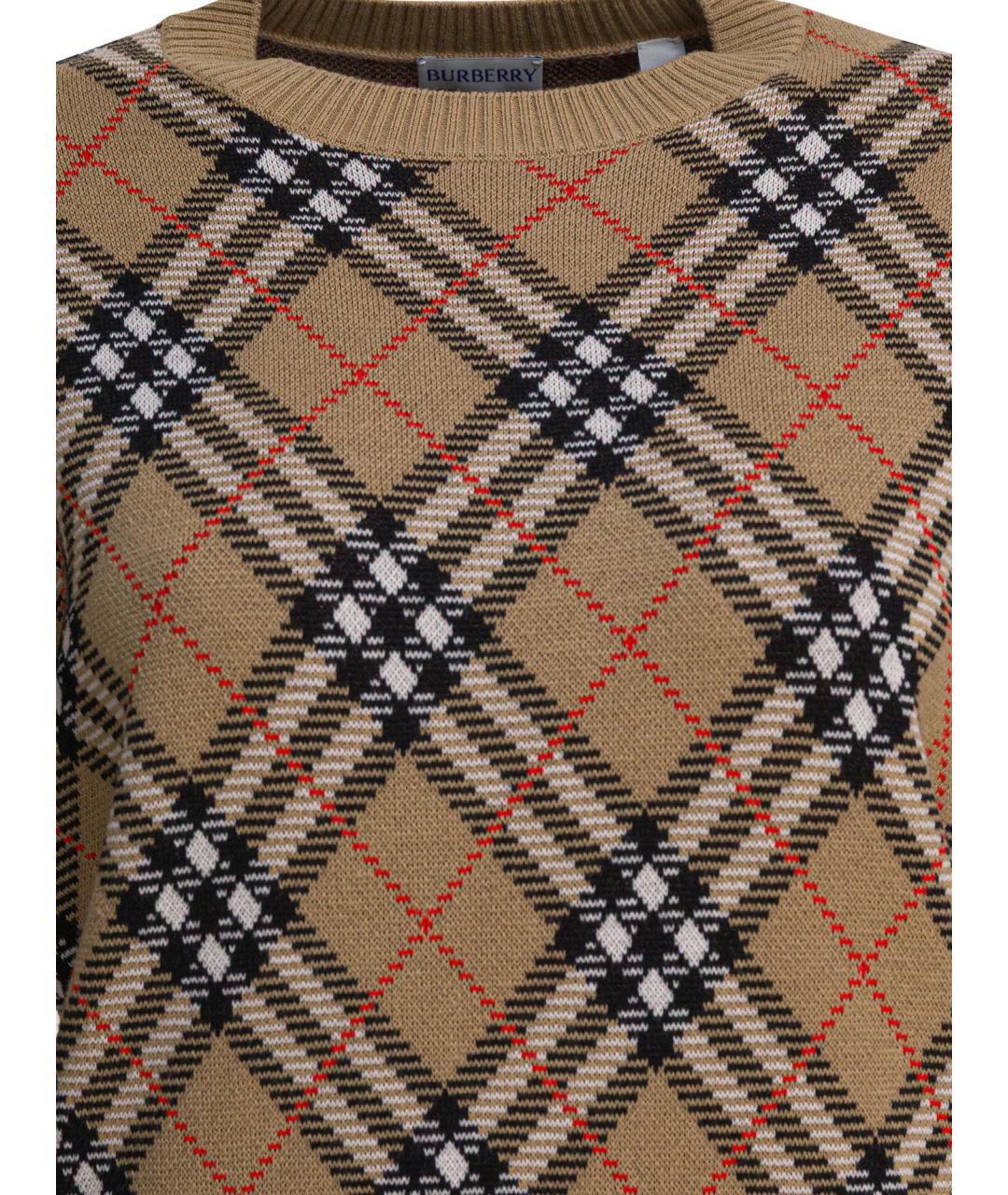 BURBERRY Коричневый шерстяной джемпер / свитер, фото 3