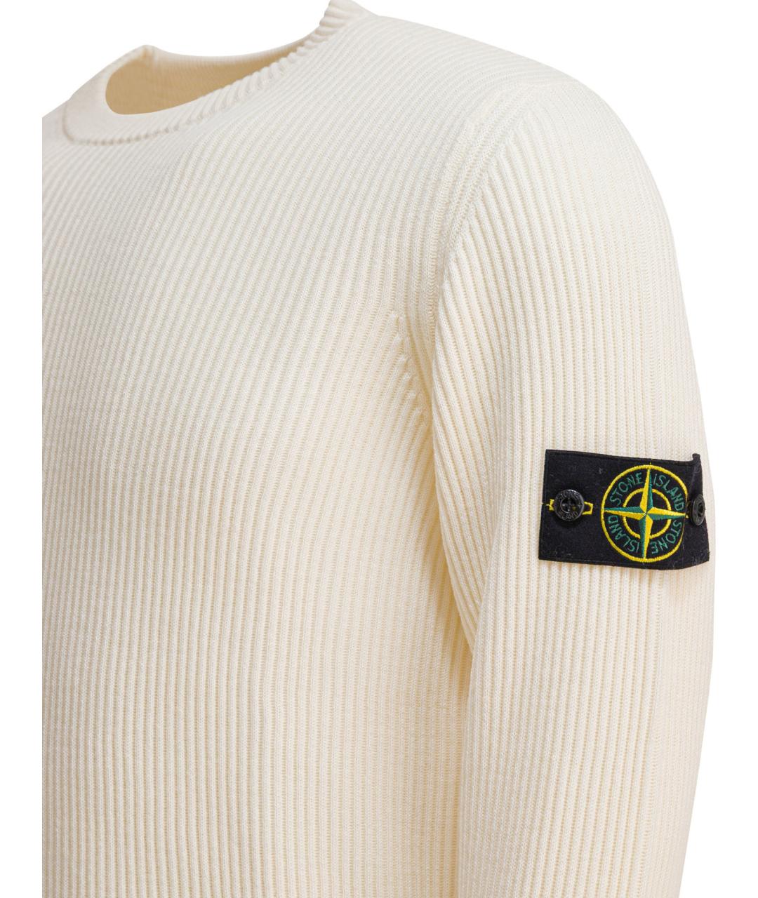 STONE ISLAND Бежевый шерстяной джемпер / свитер, фото 4