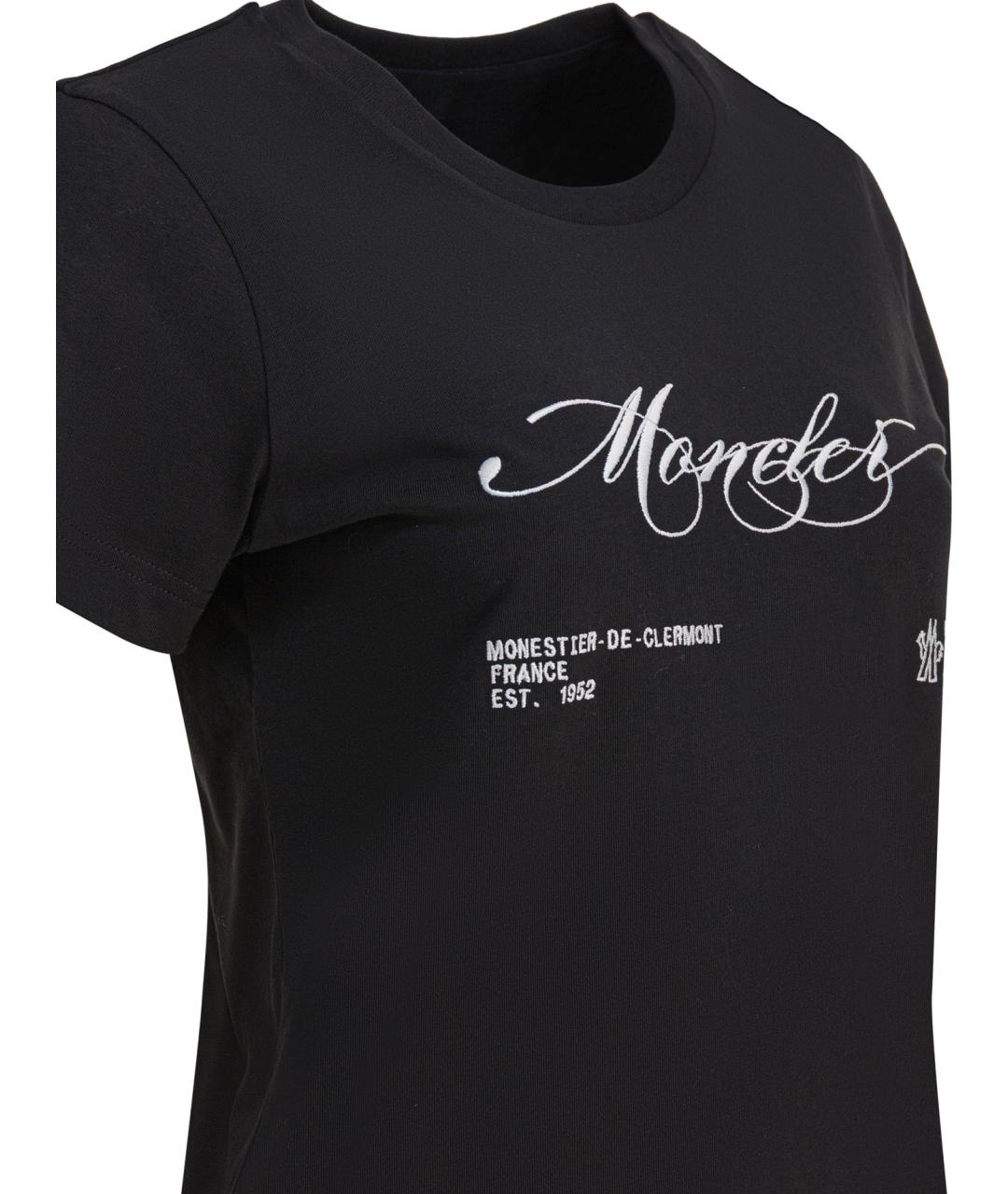 MONCLER Черная хлопковая футболка, фото 4