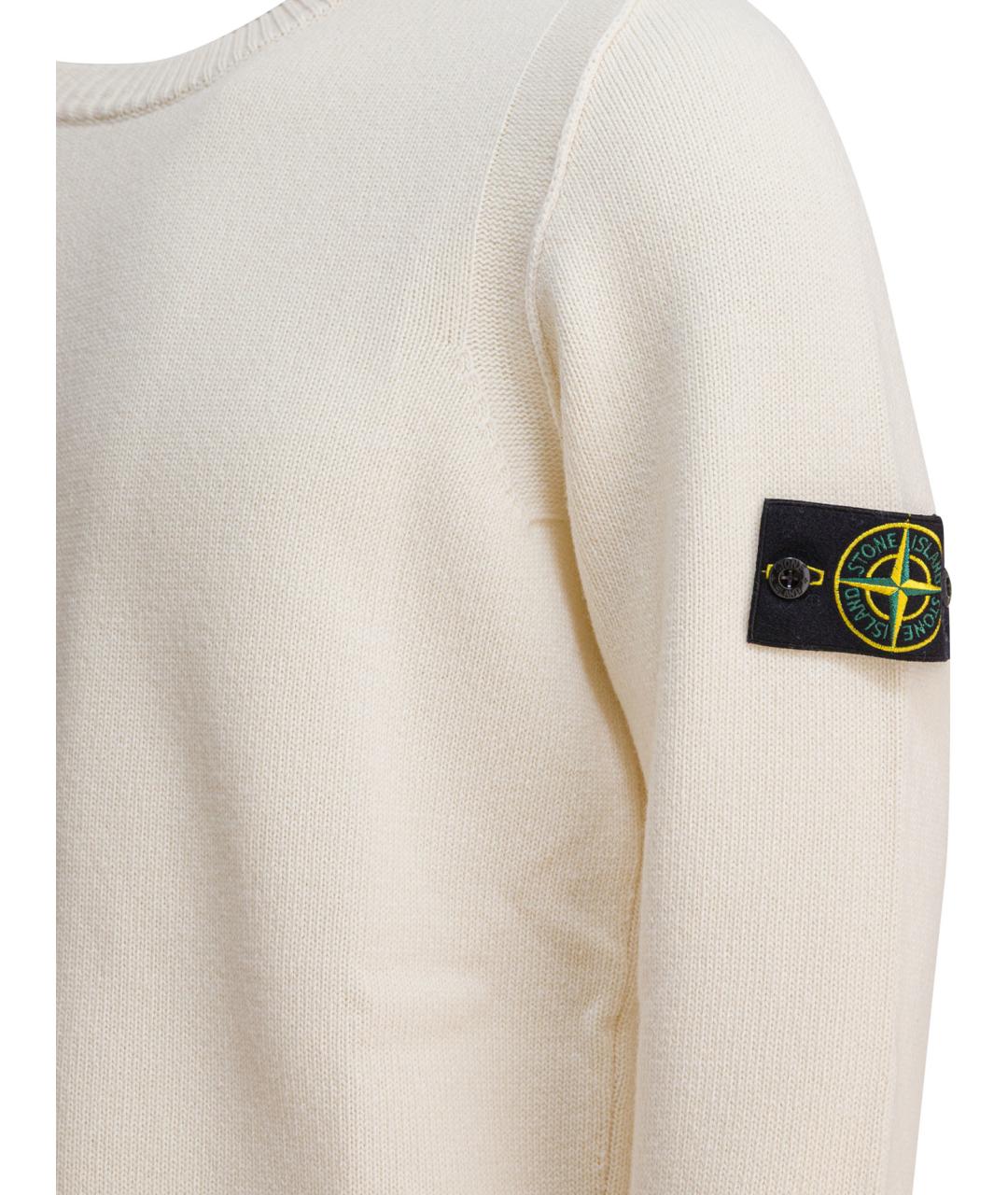 STONE ISLAND Бежевый шерстяной джемпер / свитер, фото 4