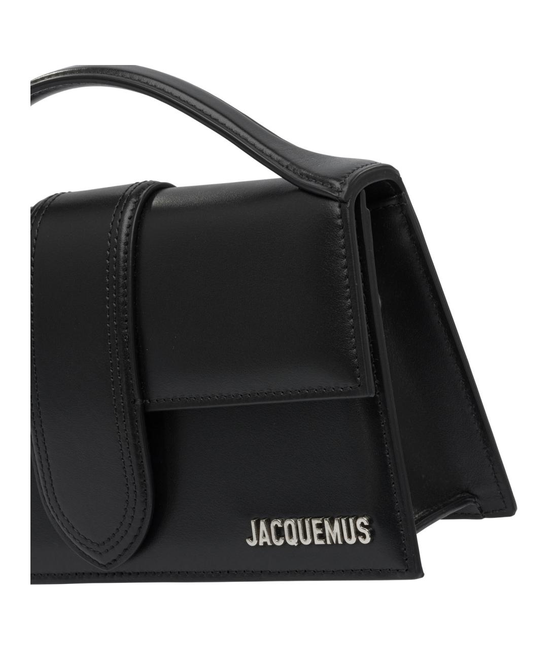 JACQUEMUS Черная кожаная сумка с короткими ручками, фото 4