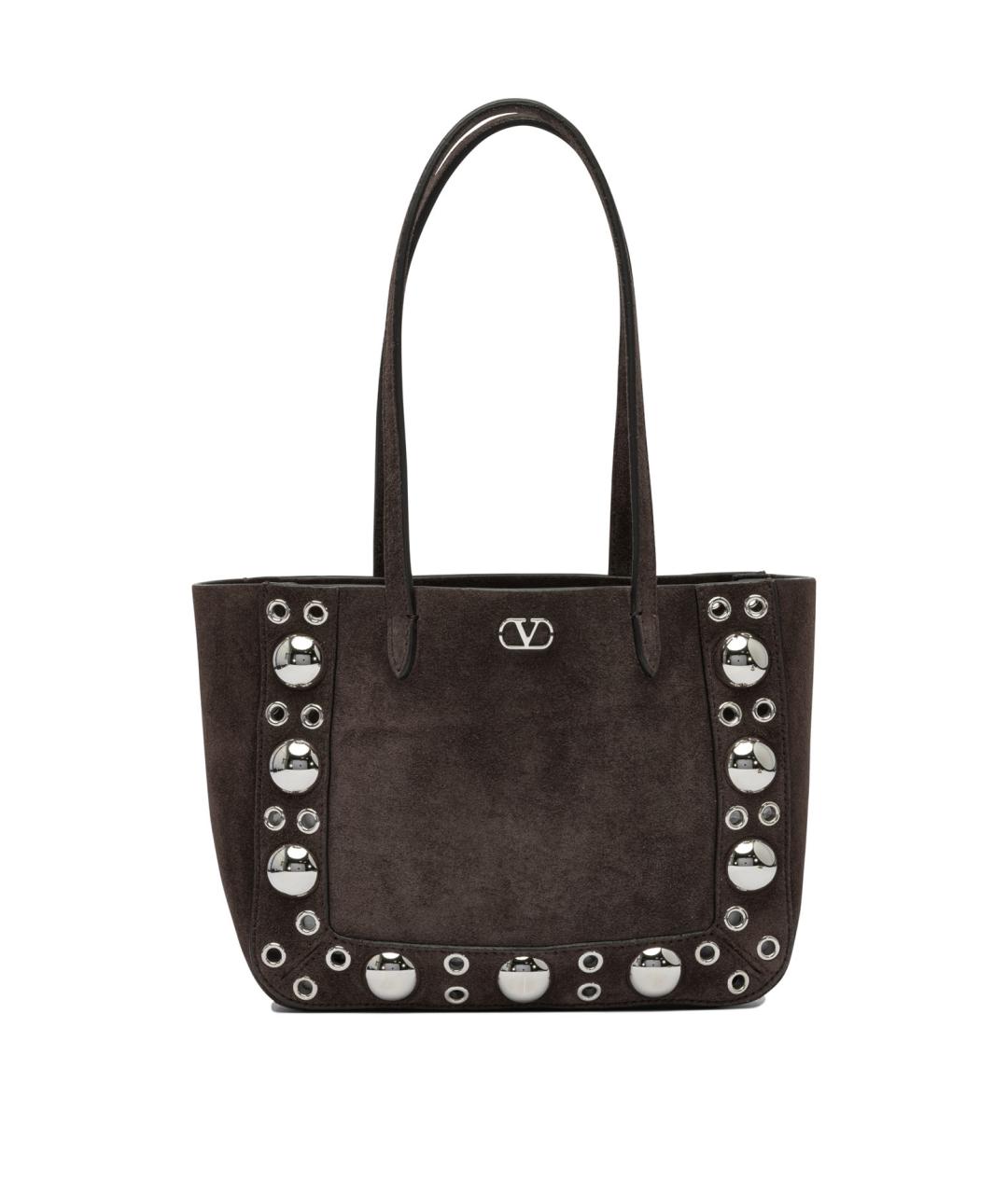 VALENTINO Коричневая кожаная сумка тоут, фото 1
