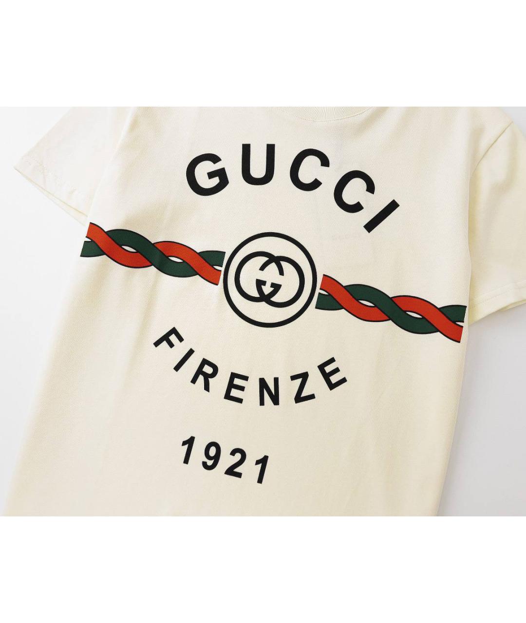 GUCCI Белая хлопковая футболка, фото 4