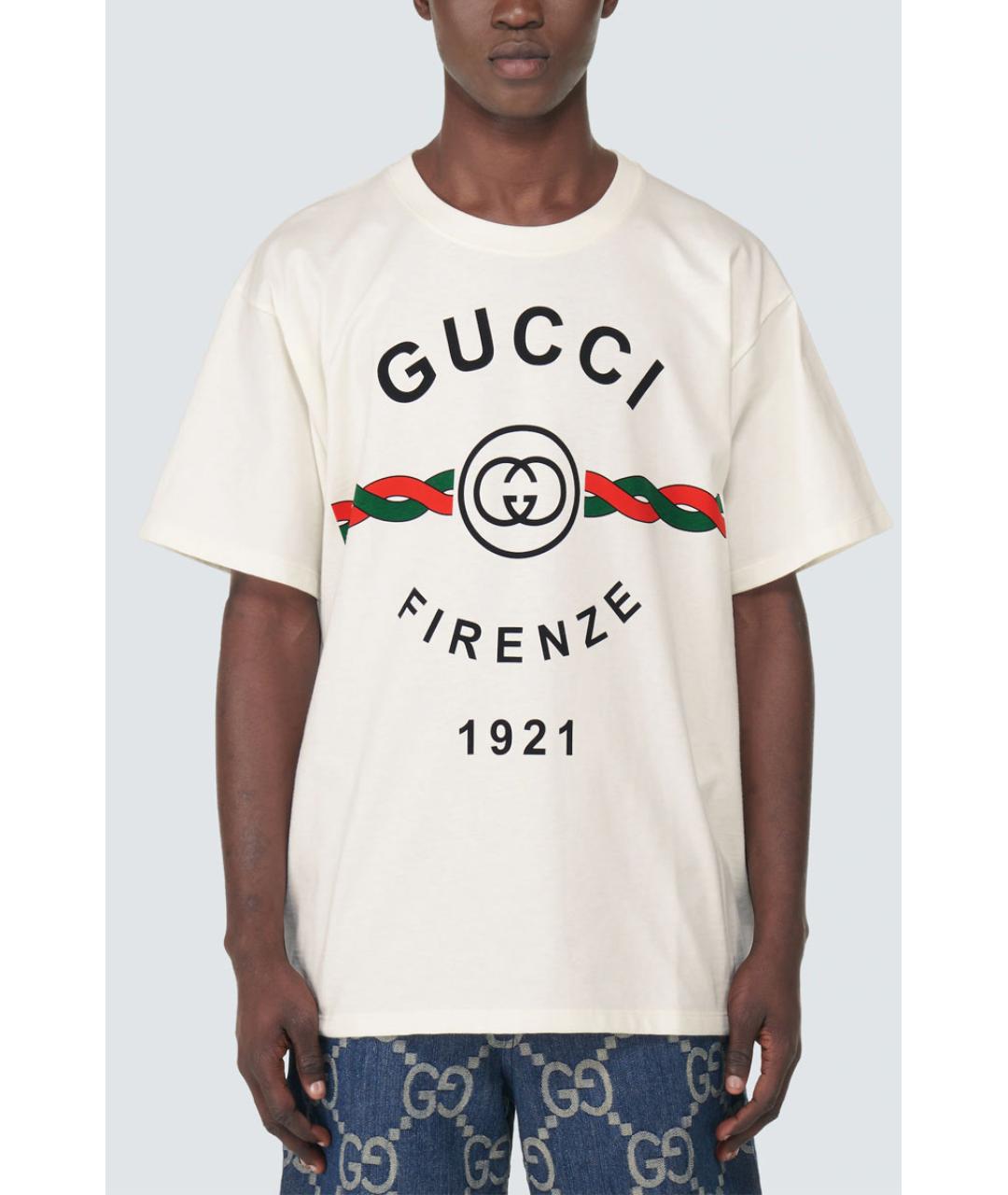 GUCCI Белая хлопковая футболка, фото 6