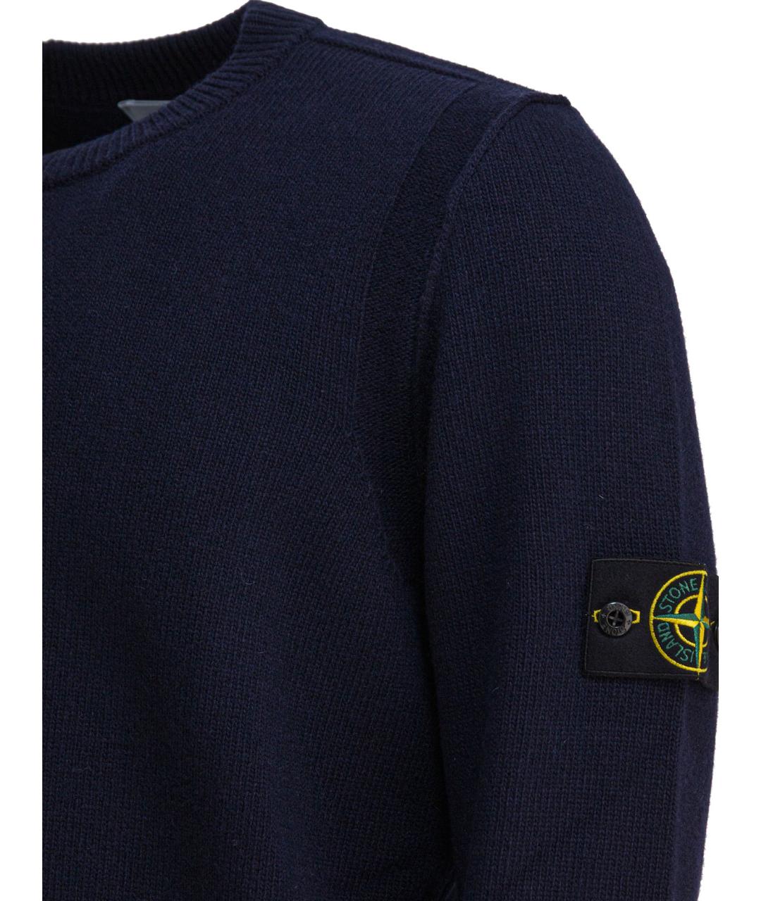 STONE ISLAND Темно-синий шерстяной джемпер / свитер, фото 4