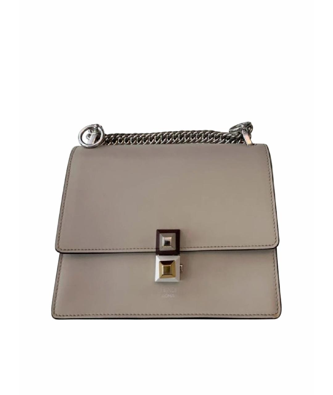 FENDI Бежевая кожаная сумка через плечо, фото 1
