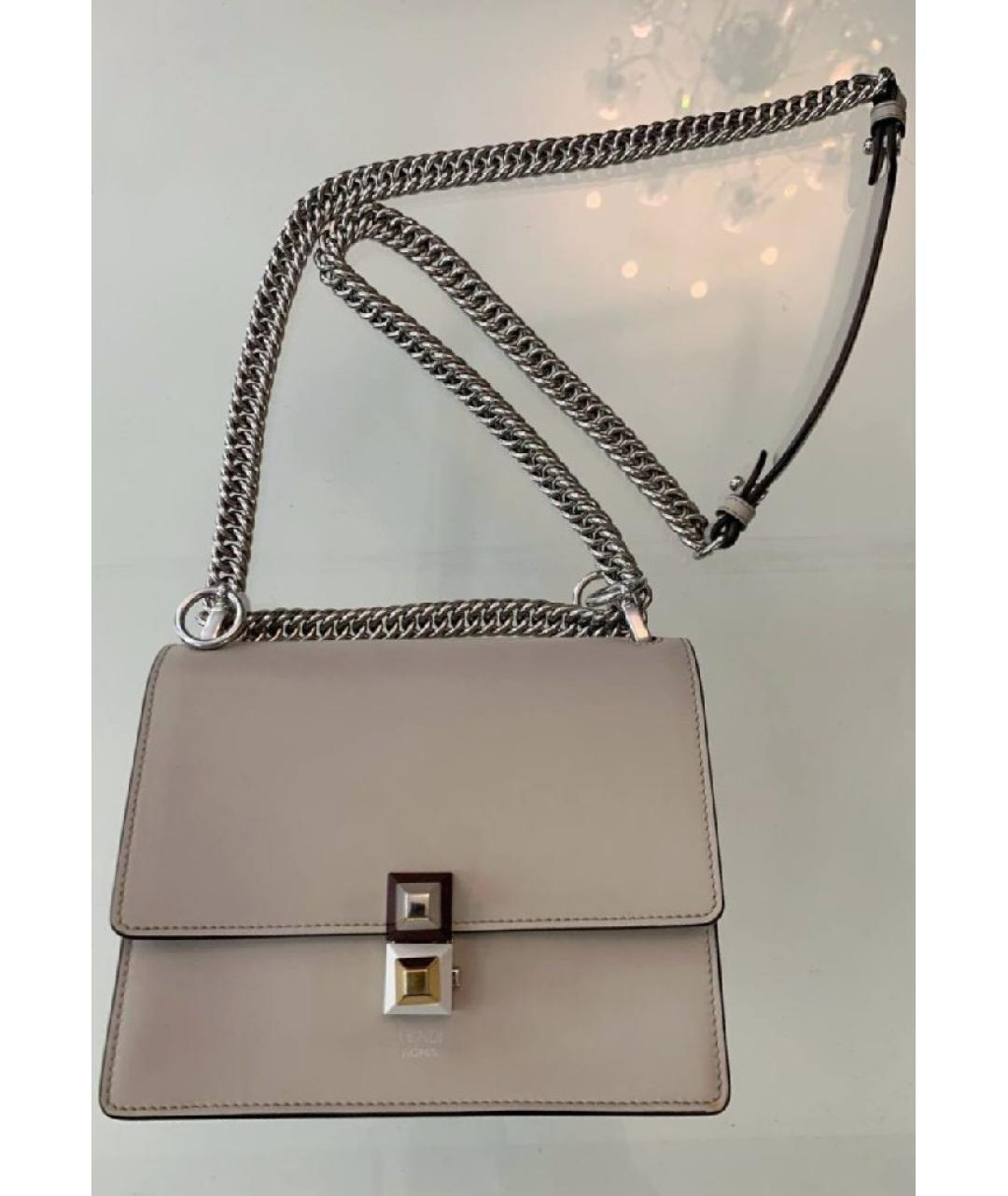 FENDI Бежевая кожаная сумка через плечо, фото 10