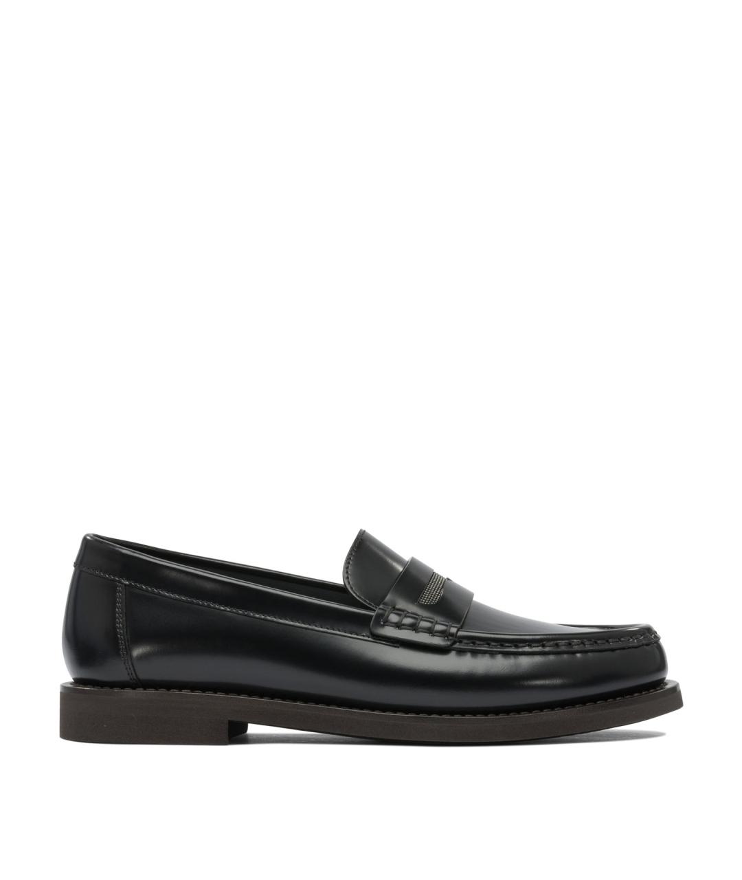 BRUNELLO CUCINELLI Черные кожаные лоферы, фото 1