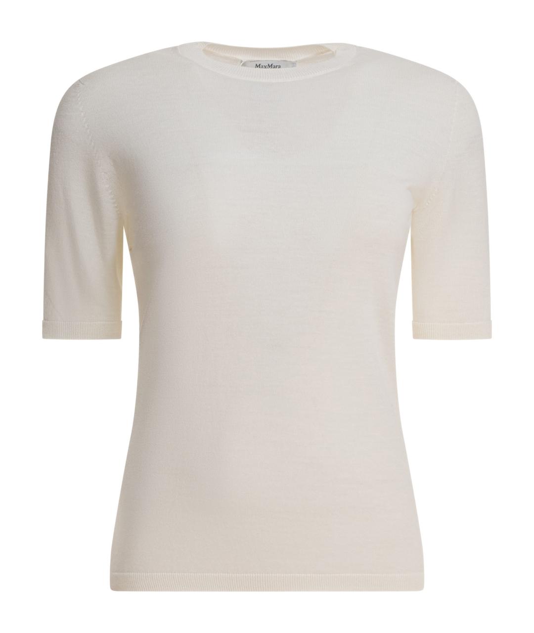 MAX MARA Белая шерстяная футболка, фото 1