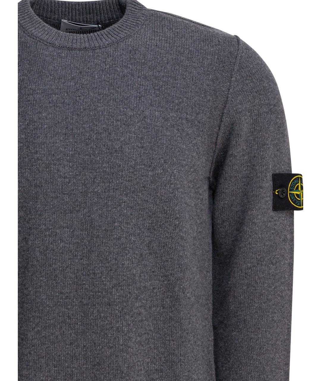 STONE ISLAND Антрацитовый шерстяной джемпер / свитер, фото 3