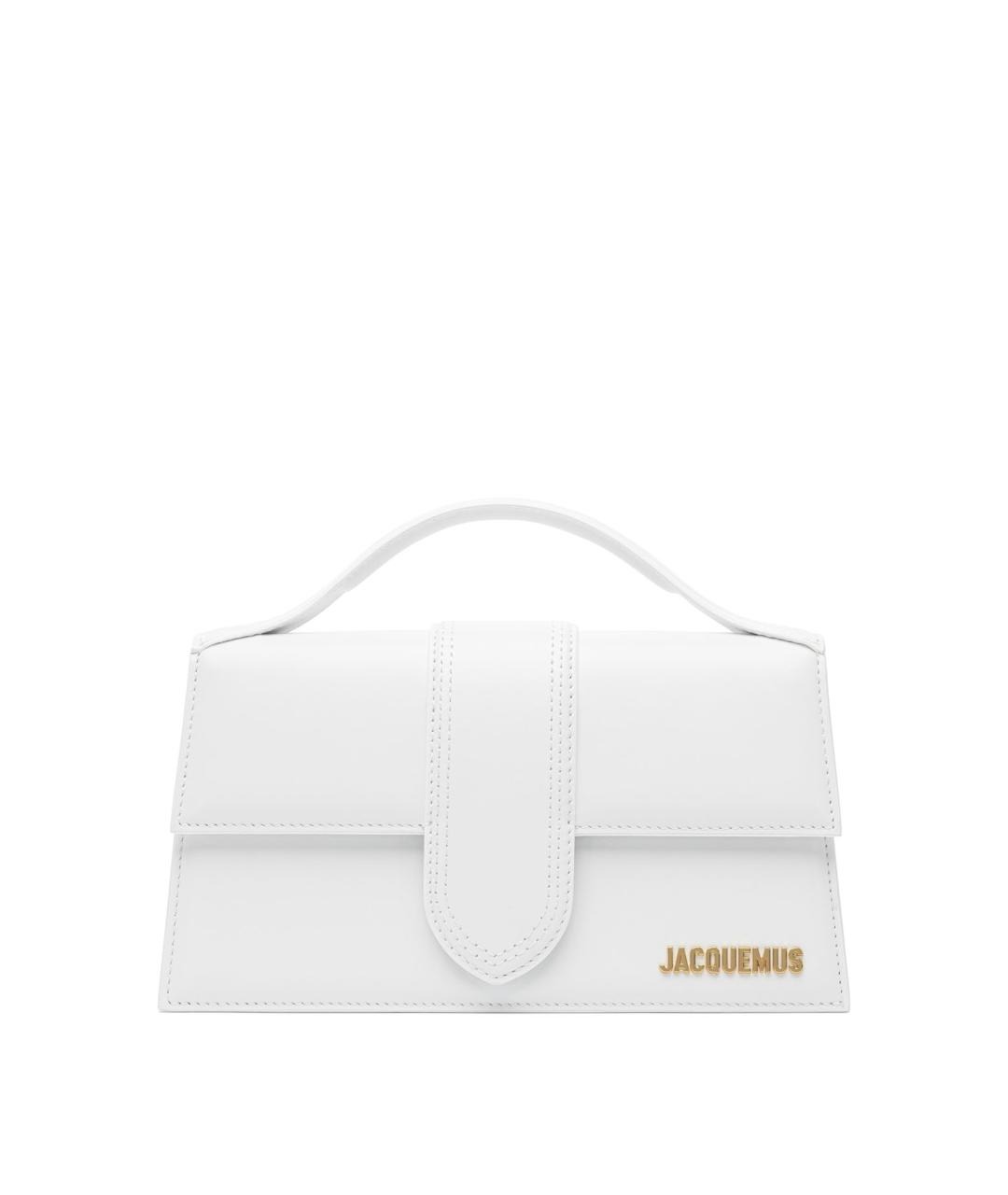 JACQUEMUS Белая кожаная сумка с короткими ручками, фото 1