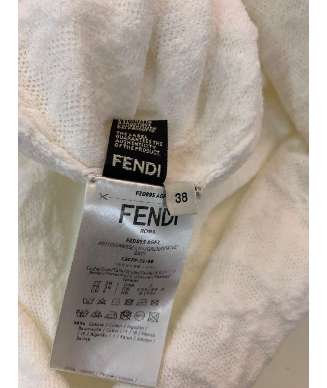 FENDI Белое хлопковое повседневное платье, фото 4