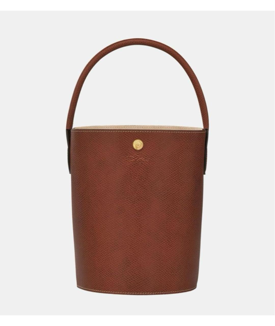 LONGCHAMP Коричневая кожаная сумка с короткими ручками, фото 4
