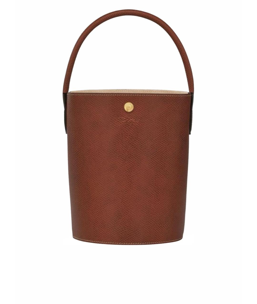 LONGCHAMP Коричневая кожаная сумка с короткими ручками, фото 1