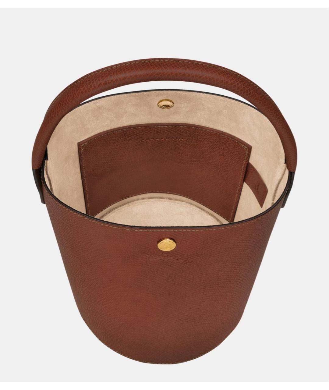 LONGCHAMP Коричневая кожаная сумка с короткими ручками, фото 3
