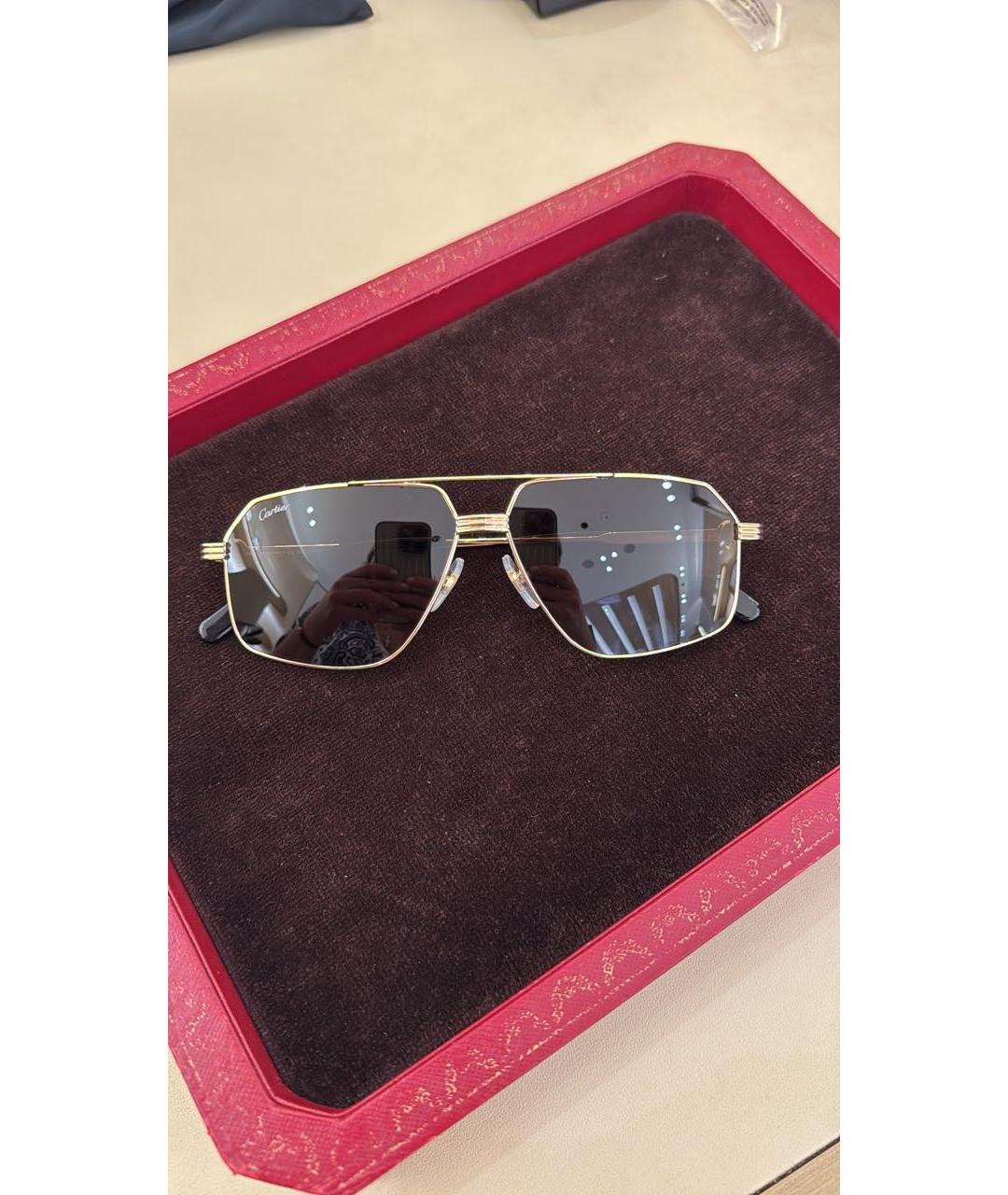 CARTIER Золотые металлические солнцезащитные очки, фото 4
