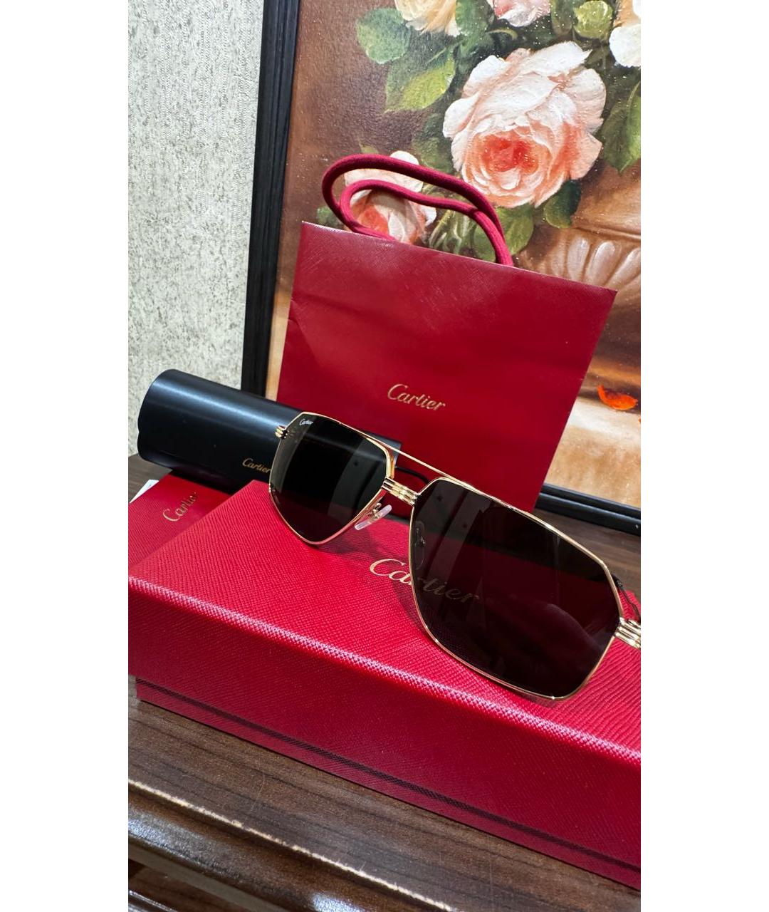 CARTIER Золотые металлические солнцезащитные очки, фото 3