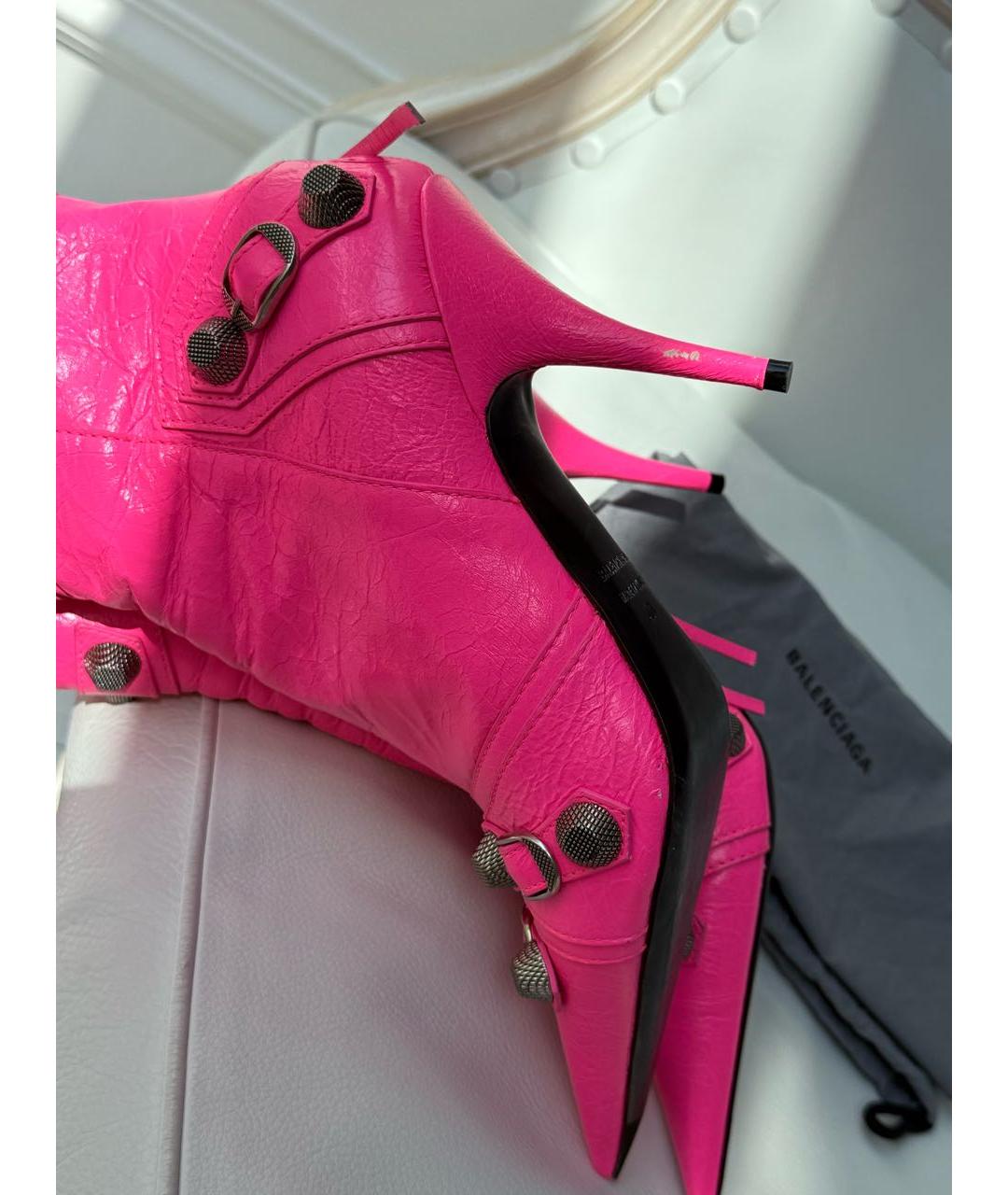 BALENCIAGA Розовые кожаные ботильоны, фото 7