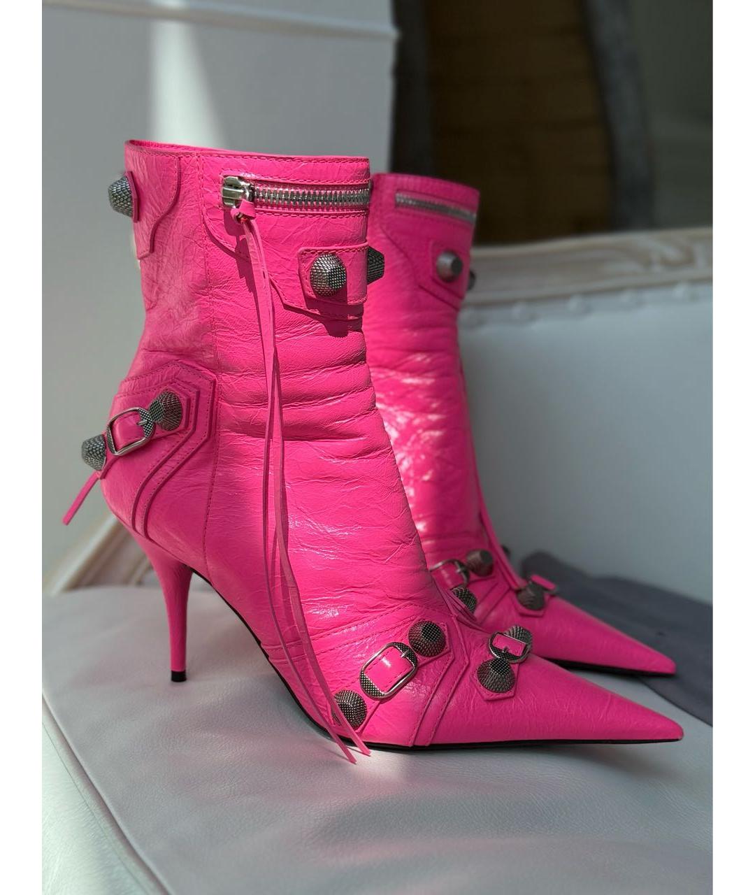 BALENCIAGA Розовые кожаные ботильоны, фото 8