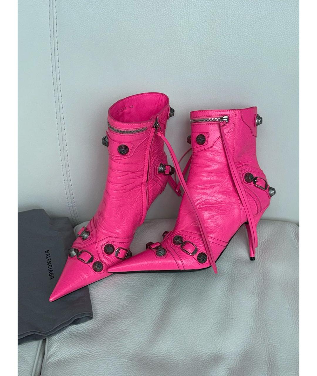 BALENCIAGA Розовые кожаные ботильоны, фото 6