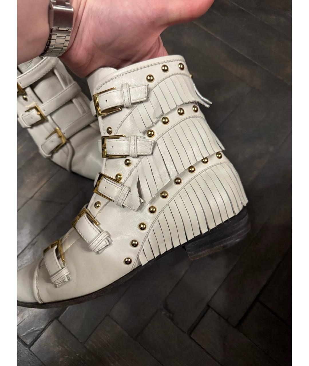 GIUSEPPE ZANOTTI DESIGN Белые кожаные ботинки, фото 3